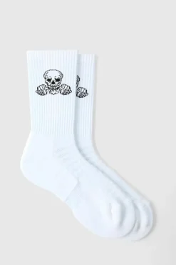 Man Active Gym Skull Crew Socks