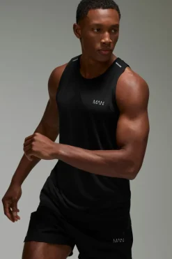Man Active Lightweight Performance Slim Fit Marl Gym Tank