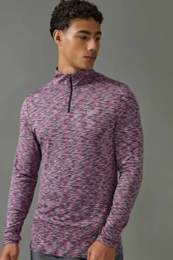 Man Active Lightweight Space Dye Marl 1/4 Zip Top