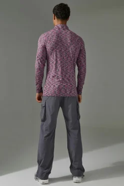 Man Active Lightweight Space Dye Marl 1/4 Zip Top