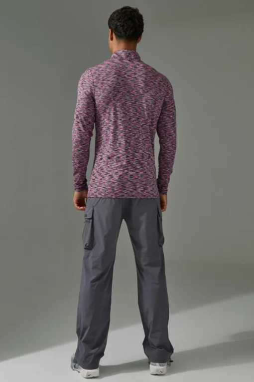 Man Active Lightweight Space Dye Marl 1/4 Zip Top
