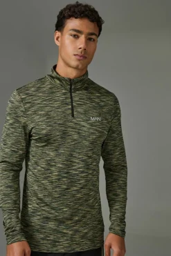 Man Active Lightweight Space Dye Marl 1/4 Zip Top