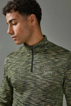 Man Active Lightweight Space Dye Marl 1/4 Zip Top