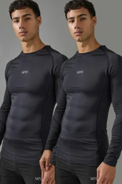 Man Active Long Sleeve Base Layer T-shirt 2 Pack