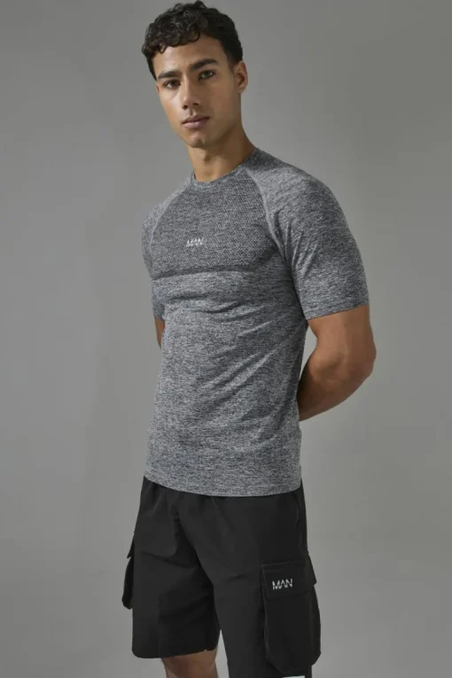 Man Active Muscle Fit Seamless Marl T-shirt