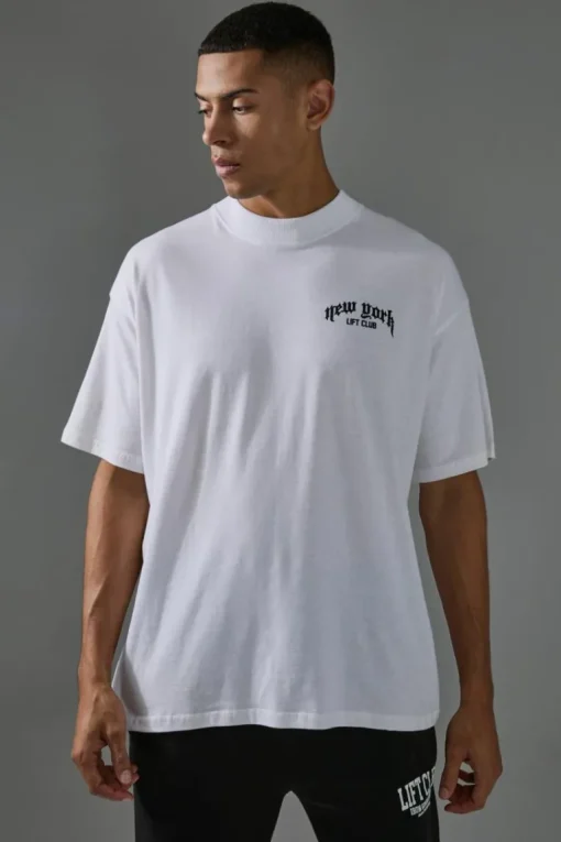 Man Active New York Lift Club Oversized Extended Neck T-Shirt