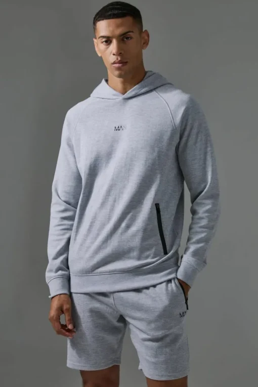 Man Active Pro Fleece Reg Fit Hoodie & Short Tracksuit