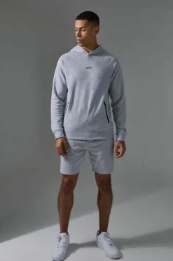 Man Active Pro Fleece Reg Fit Hoodie & Short Tracksuit