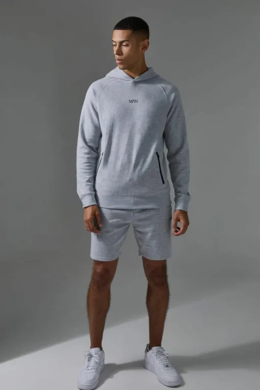 Man Active Pro Fleece Reg Fit Hoodie & Short Tracksuit