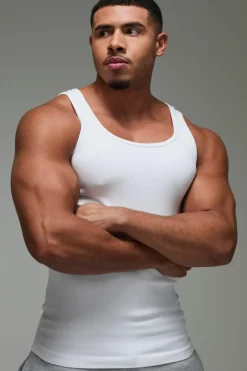 Man Active Seamless Rib Muscle Fit Vest