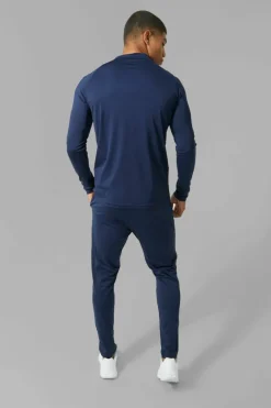 Man Active Skinny Crew Neck 1/4 Zip Tracksuit