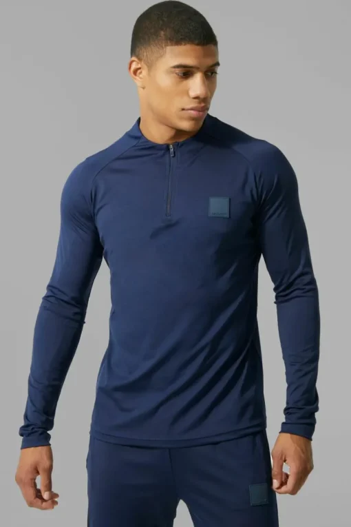 Man Active Skinny Crew Neck 1/4 Zip Tracksuit