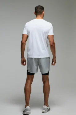 Man Active Stretch 2 in 1 5inch Grid Short