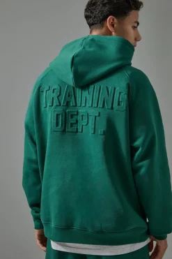 Man Active Training Dept Embossed Oversized Hoodie