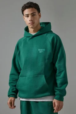 Man Active Training Dept Embossed Oversized Hoodie