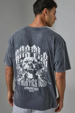 Man Active Washed Graphic Oversized T-shirt