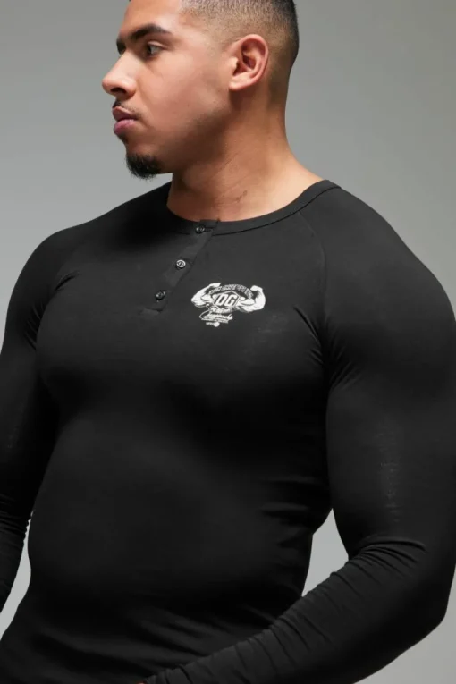 Man Active X OG Gym Muscle Fit Long Sleeve Henley