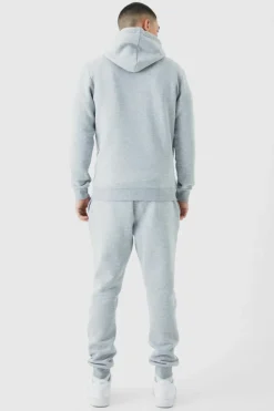 Man Branded Drawcord Detail Hooded Tracksuit