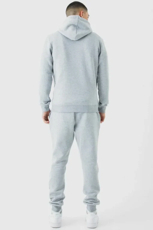 Man Branded Drawcord Detail Hooded Tracksuit