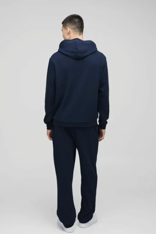 Man Embroidered Waffle Hooded Tracksuit