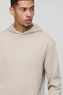 Man Embroidered Waffle Hooded Tracksuit
