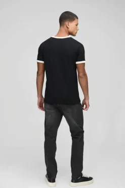 Man Embroidered Waffle Ringer T-Shirt