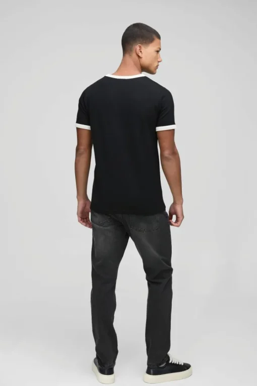 Man Embroidered Waffle Ringer T-Shirt