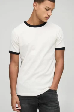 Man Embroidered Waffle Ringer T-Shirt