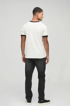 Man Embroidered Waffle Ringer T-Shirt