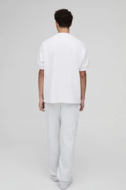 Man Oversized Extended Neck Heavy Interlock Ribbed Cuff T-shirt