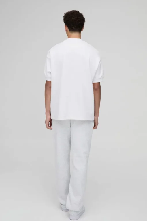 Man Oversized Extended Neck Heavy Interlock Ribbed Cuff T-shirt