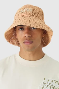 Man Raffia Bucket Hat In Natural
