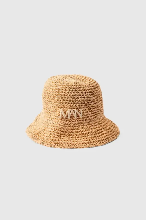 Man Raffia Bucket Hat In Natural
