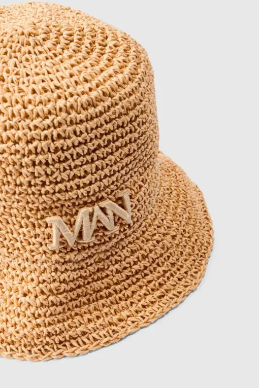 Man Raffia Bucket Hat In Natural