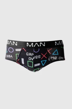 Man Retro Game Printed Briefs