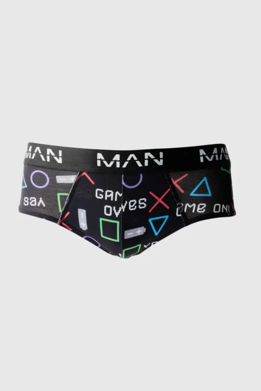 Man Retro Game Printed Briefs
