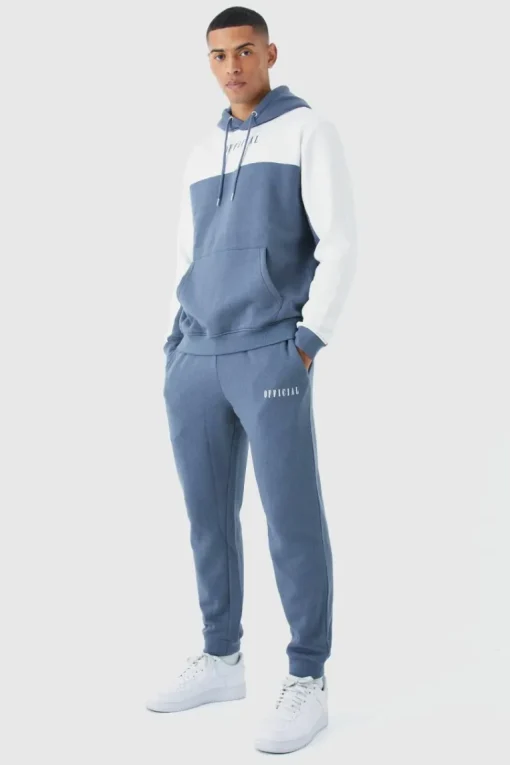 Man Roman Colour Block Hooded Tracksuit