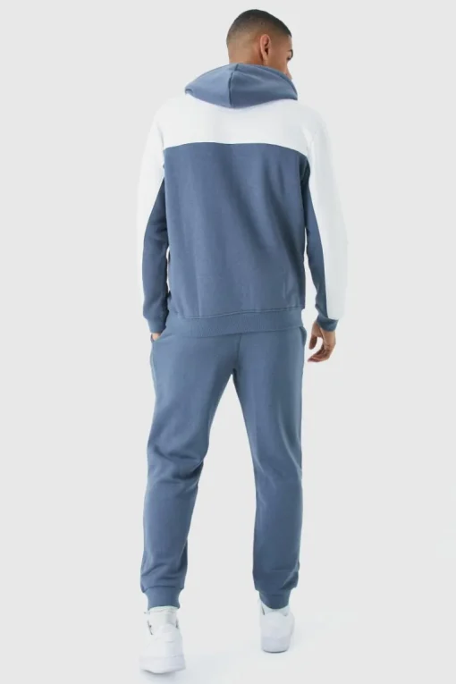 Man Roman Colour Block Hooded Tracksuit
