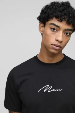 Man Signature Embroidered T-shirt