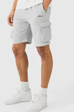 Man Signature Loose Fit Mid Length Cargo Short