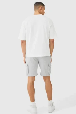 Man Signature Loose Fit Mid Length Cargo Short