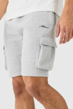 Man Signature Loose Fit Mid Length Cargo Short