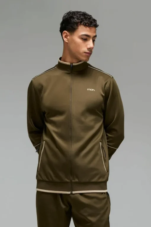 Man Sport Track Top and Cuffed Jogger Tracksuit