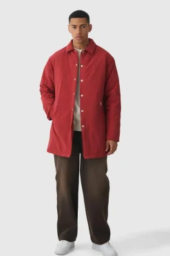 Man Tab Crinkle Longline Mac In Rust