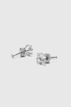 8mm Square Stud Diamante Earrings