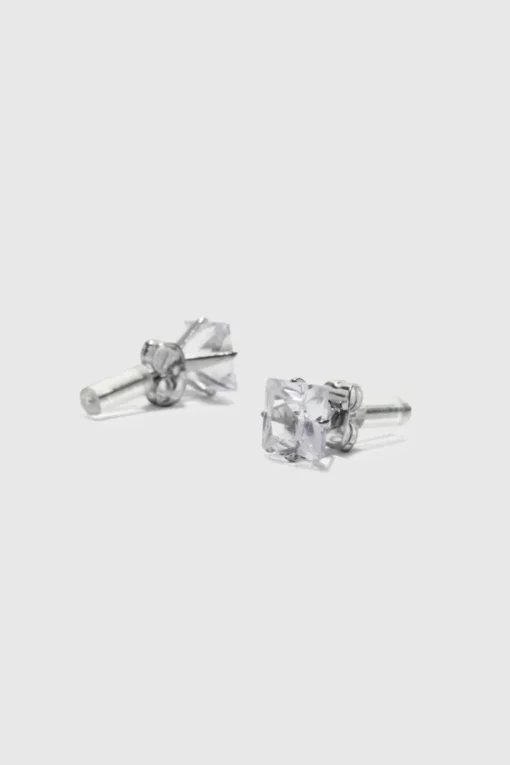 8mm Square Stud Diamante Earrings