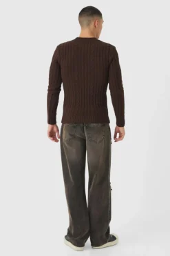 Muscle Fit Cable Knit Jumper