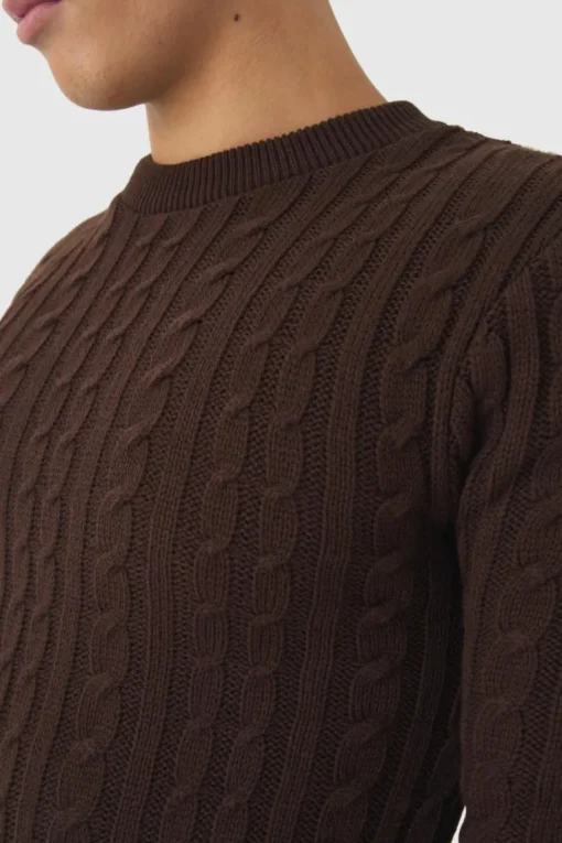 Muscle Fit Cable Knit Jumper