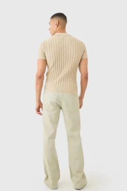 Muscle Fit Revere Ribbed Knit Polo
