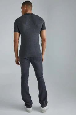Muscle Short Sleeve Half Zip Polo